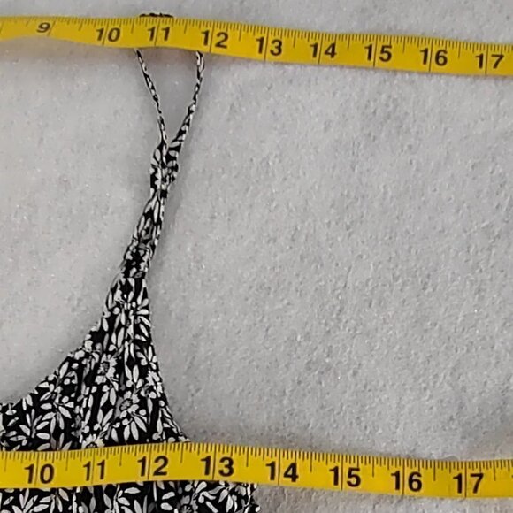 Old Navy Women's B&W Spaghetti Strap Side Zip Sunflower Dress Size Medium - Picture 9 of 11